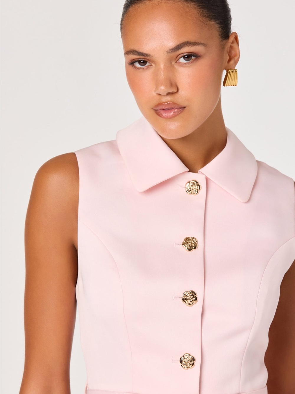 NWT ASTR Jamia Peplum Button-Front Mini Dress Size Small - Picture 3 of 8